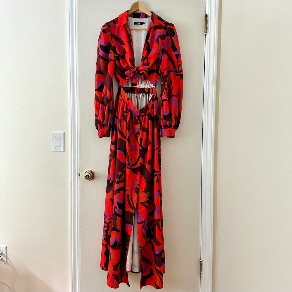 F&P Paris Tie Front Maxi Dress Sz M